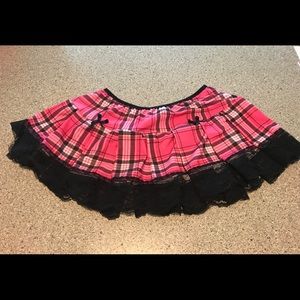 Pink plaid skirt